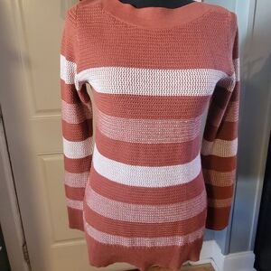 Market & Spruce Women's Sweater - Rust and White Stripes